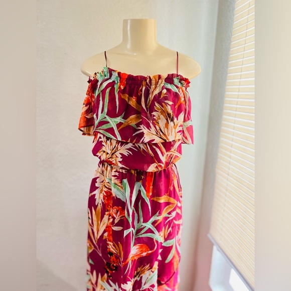Express Floral Off The Shoulder Maxi Dress RED XS Like new condition - Picture 7 of 12